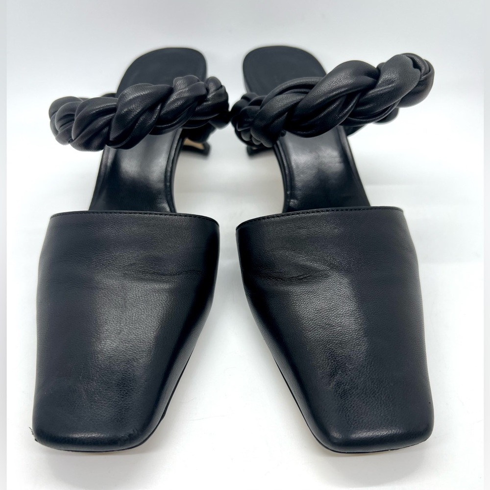 M. Gemi Braided Twist Leather Heeled Mule Pumps 37.5 - Picture 4 of 16